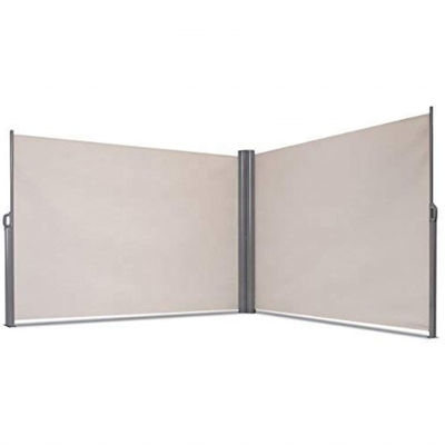 Double Retractable Patio Side Screen Awning with Manual Operation Polyester Material