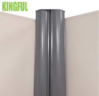 Double Retractable Patio Side Screen Awning with Manual Operation Polyester Material
