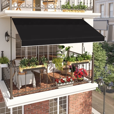 Manual Operation Balcony Clamp Awning 300cm Wide with Hand Crank and Height Adjustable