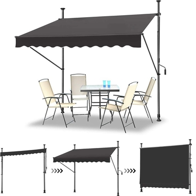 Aluminum Frame Manual Retractable Patio Awning for Balcony Height and Tilt Adjustable