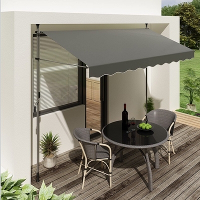 Aluminum Frame Manual Retractable Patio Awning for Balcony Height and Tilt Adjustable
