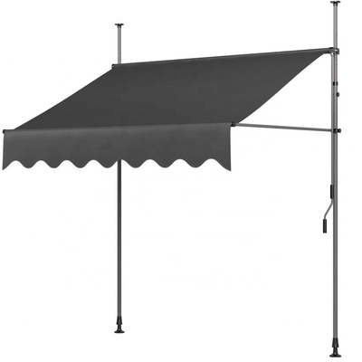Polyester Fabric Balcony Manual Gearbox Awning with Gray Frame and Anti-UV Treatment