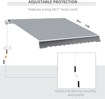 Outdoor Manual Retractable Awning Cover Shelter with 300*200CM Size and Manual Operation Method