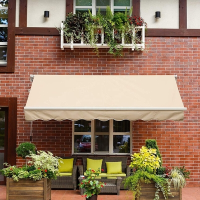 Courtyard Balcony Shop Awnings with Manual Crank Handle and PU Coated Sail Finishing