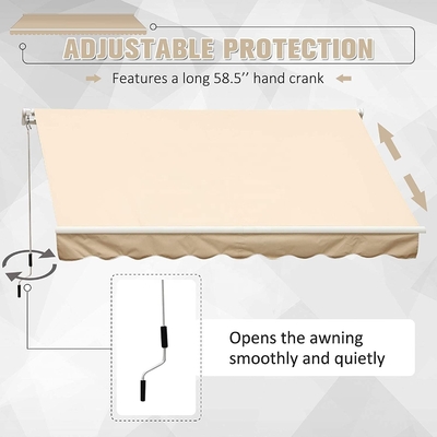 Courtyard Balcony Shop Awnings with Manual Crank Handle and PU Coated Sail Finishing
