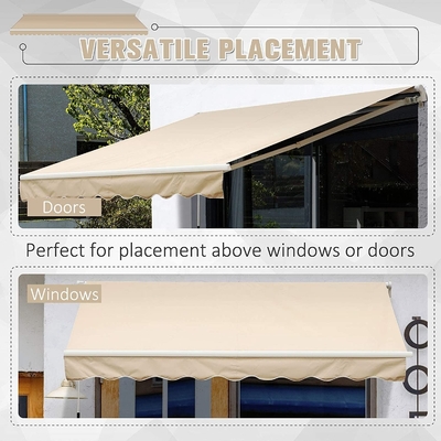 Courtyard Balcony Shop Awnings with Manual Crank Handle and PU Coated Sail Finishing