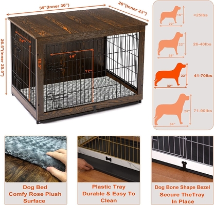 Double Door Wooden Dog Crates in Modern Style 81*55*67cm for Home Decorative Furniture