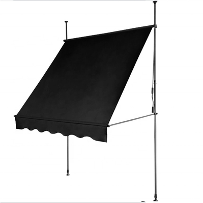 300x130cm Polyester Fabric Outdoor Balcony Clamp Awning with Iron Frame in Gray/Black