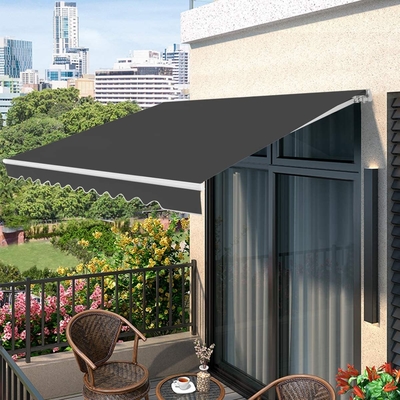 Balcony Privacy Screen Awnings with Powder Coated Sail Finishing and Retractable Arm