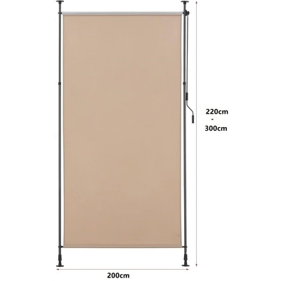 Powder Coated 200x270cm Vertical Awning Water Resistant Grey Fabric for Balcony Garden
