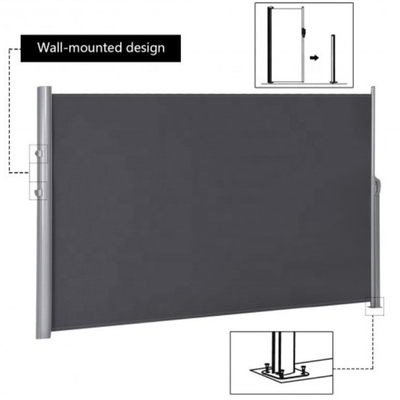 160x300cm Garden Sun Shade Canopy Retractable Awnings for Manual Operation Patio Side