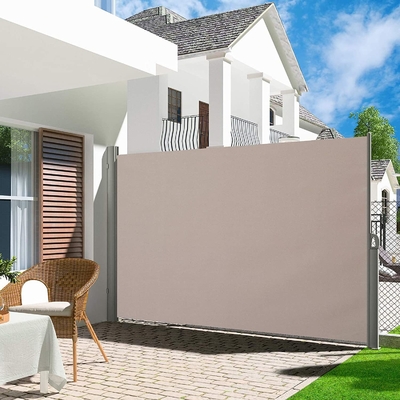 Height 160cm Retractable Patio Screen Grey Frame 63x118inch Privacy Screen for Garden
