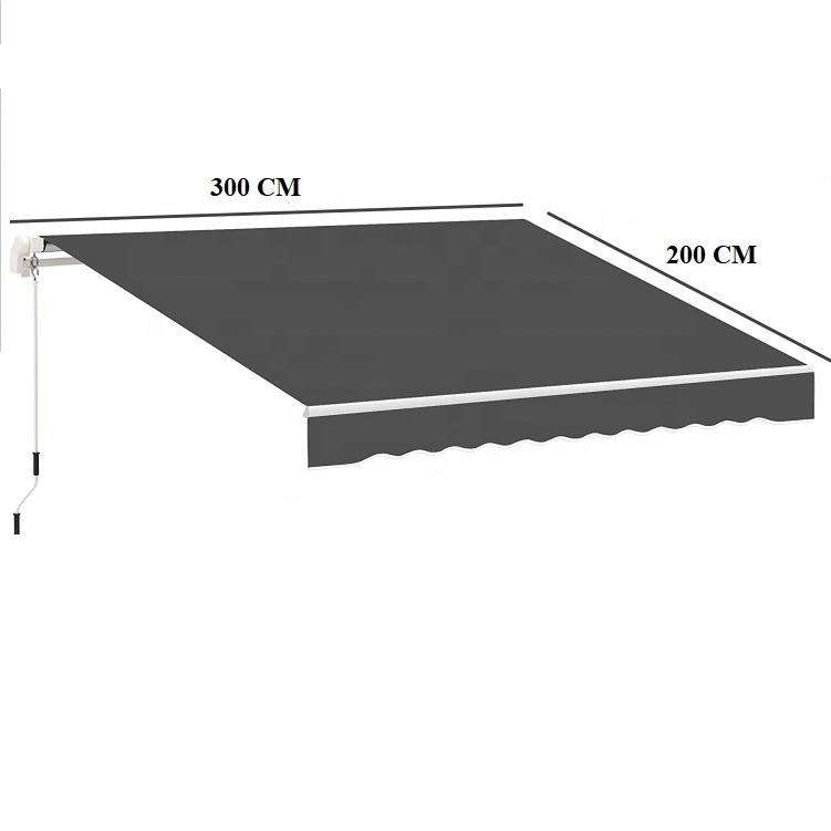 300*200CM Manual Crank Handle Waterproof Awning Sunshade Shelter for Porch Window